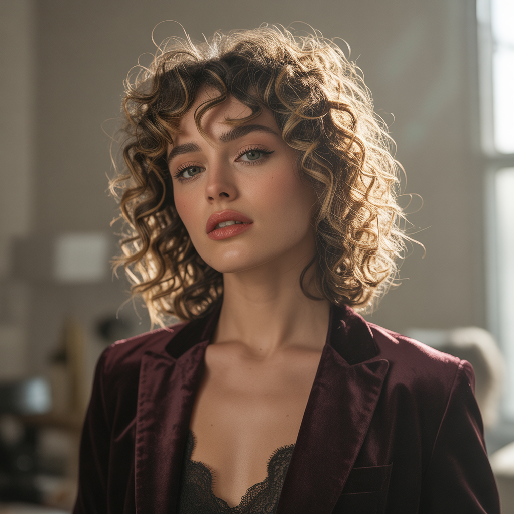 chin length curly hair