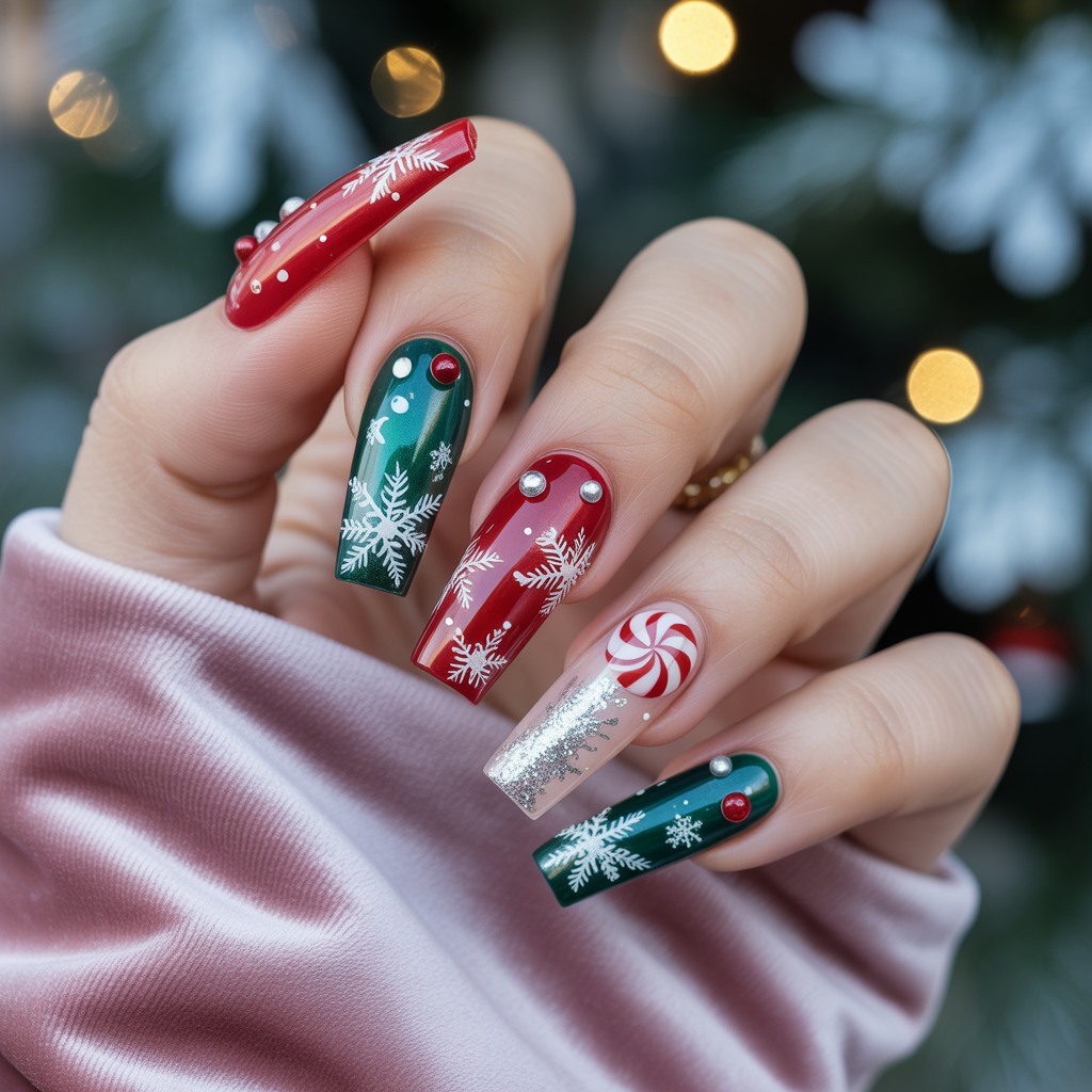christmas acrylic nails