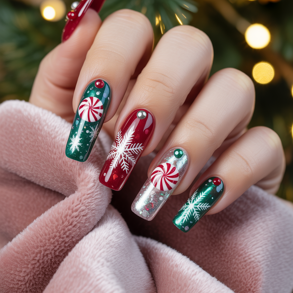 christmas acrylic nails