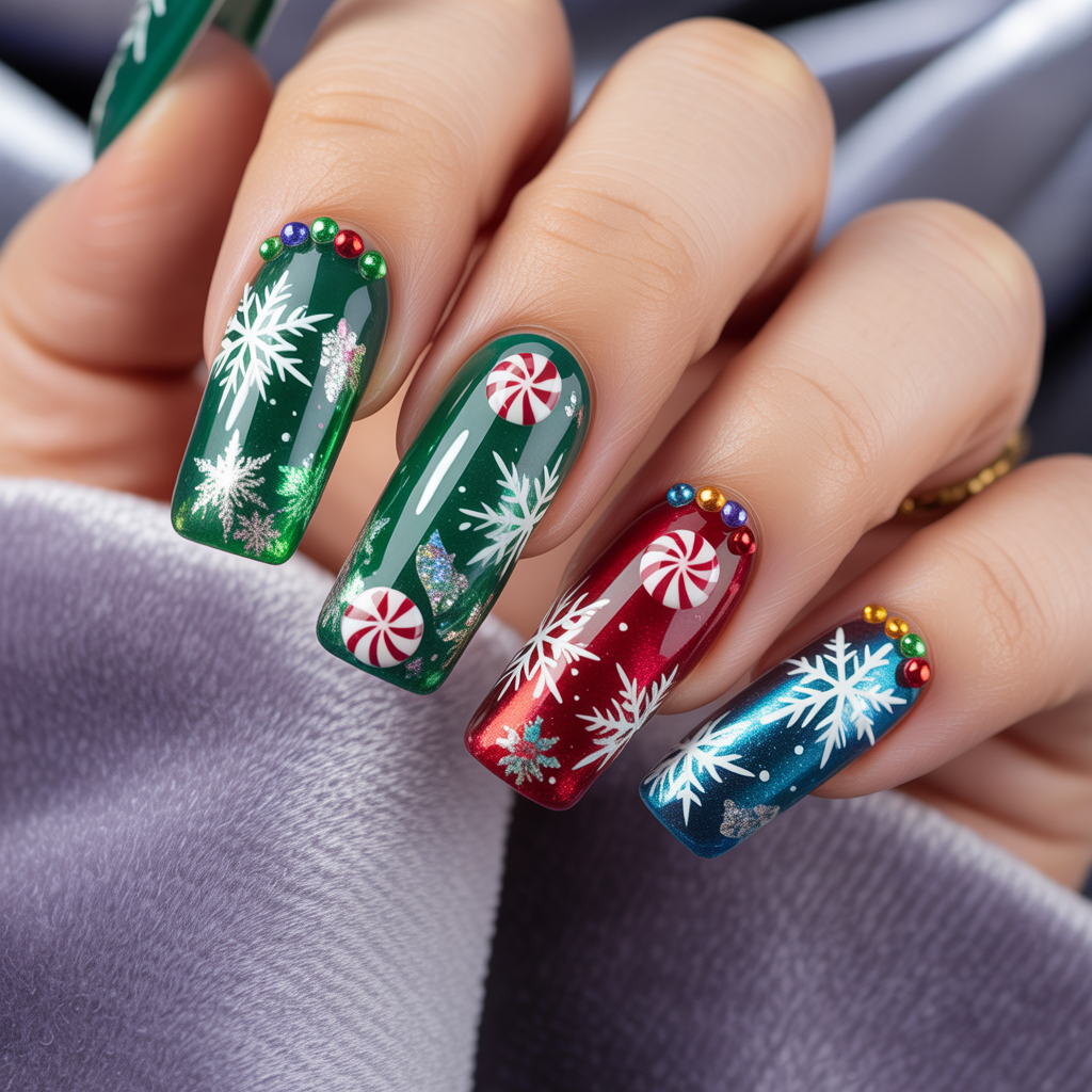 christmas acrylic nails