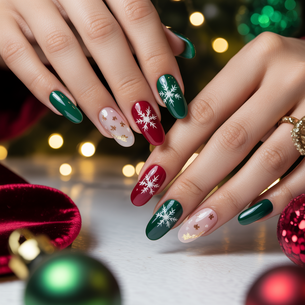 christmas acrylic nails