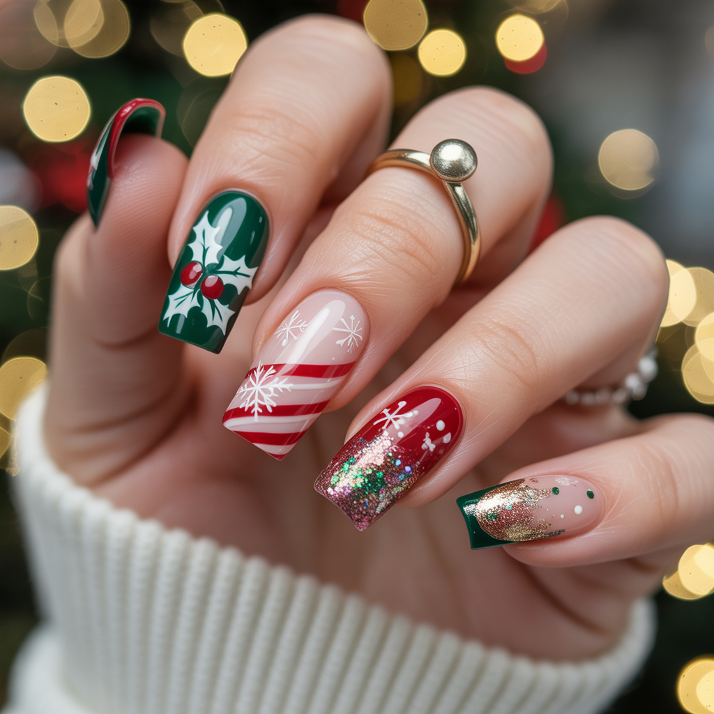 christmas acrylic nails