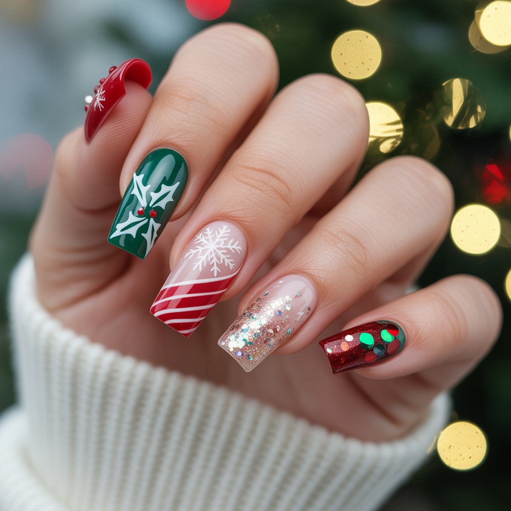 christmas acrylic nails