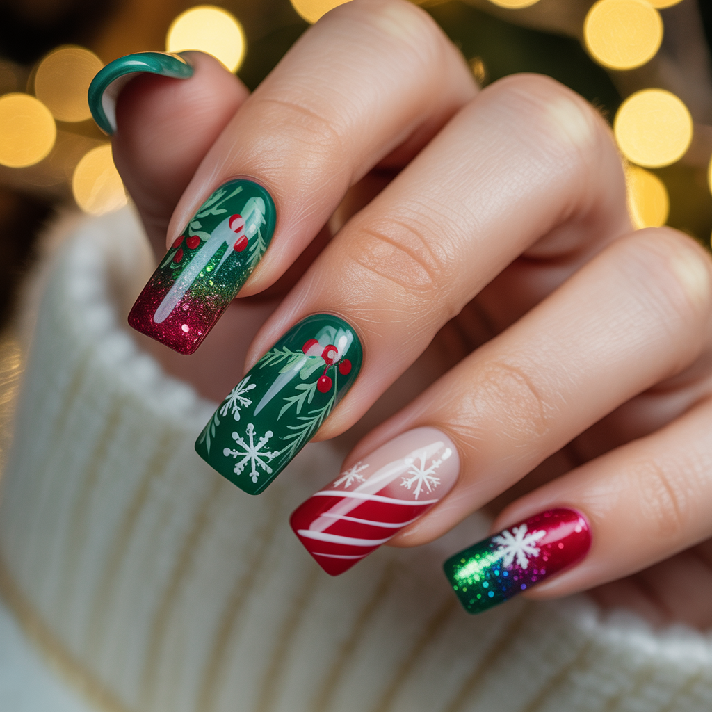 christmas acrylic nails