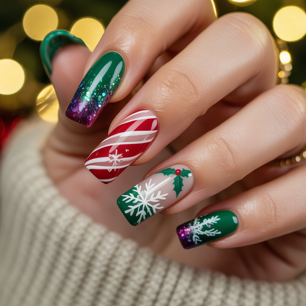 christmas acrylic nails