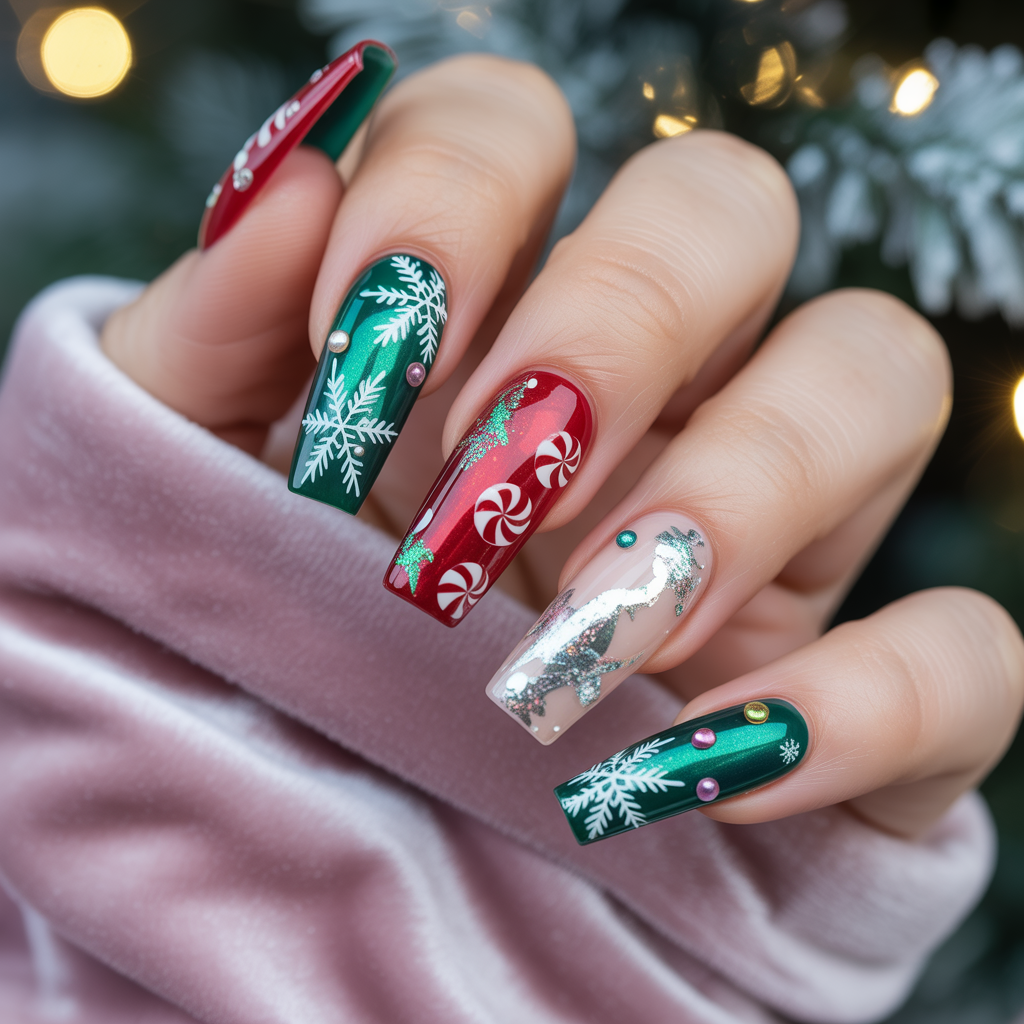 christmas acrylic nails