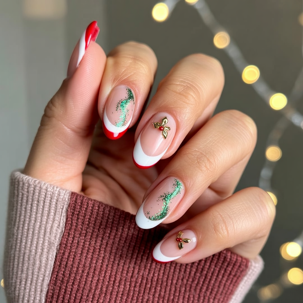 christmas french nails