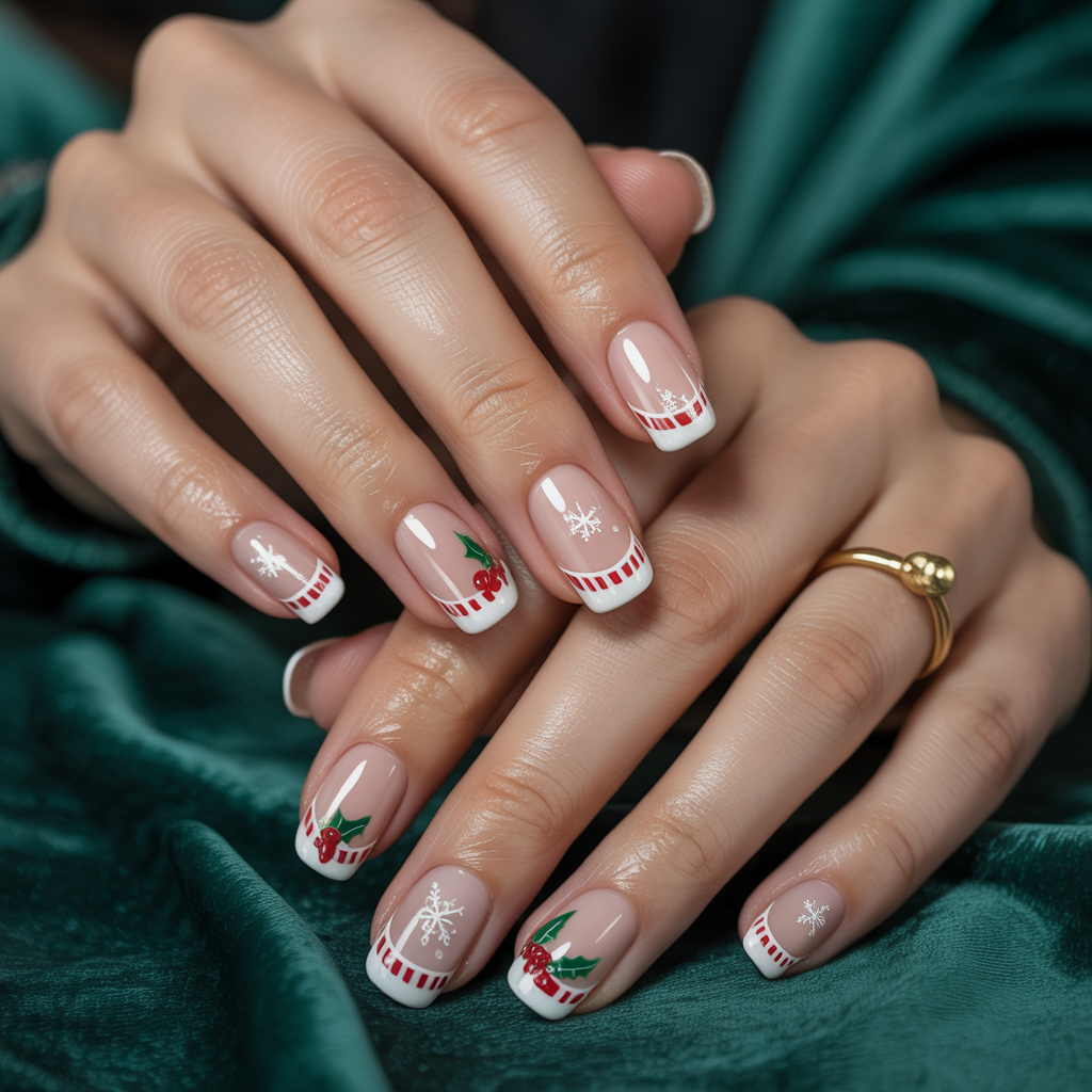 christmas french nails