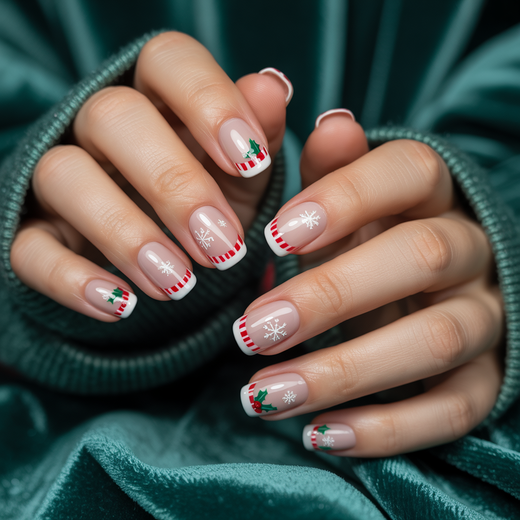 christmas french nails
