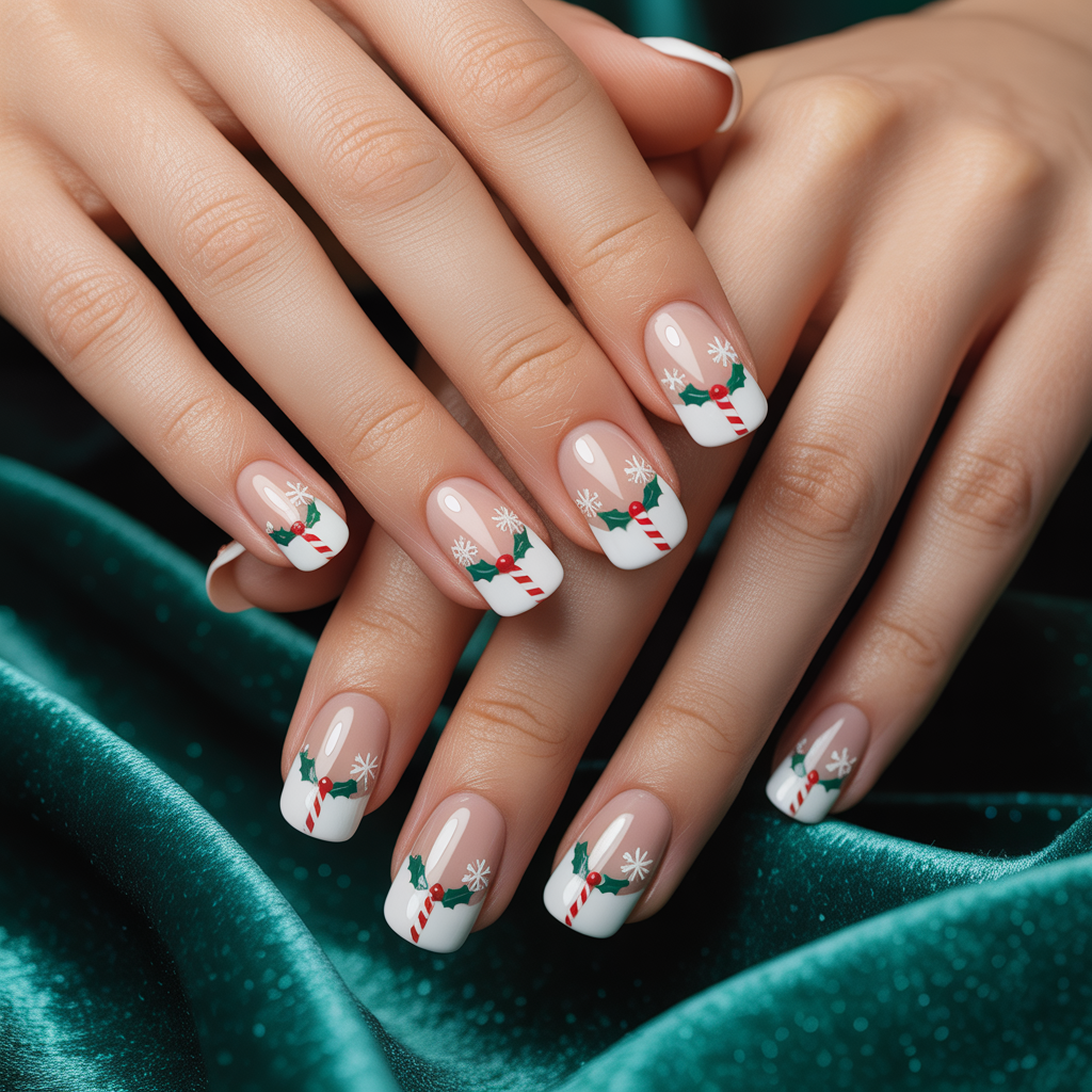 christmas french nails