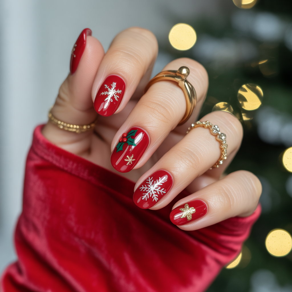 christmas nails red