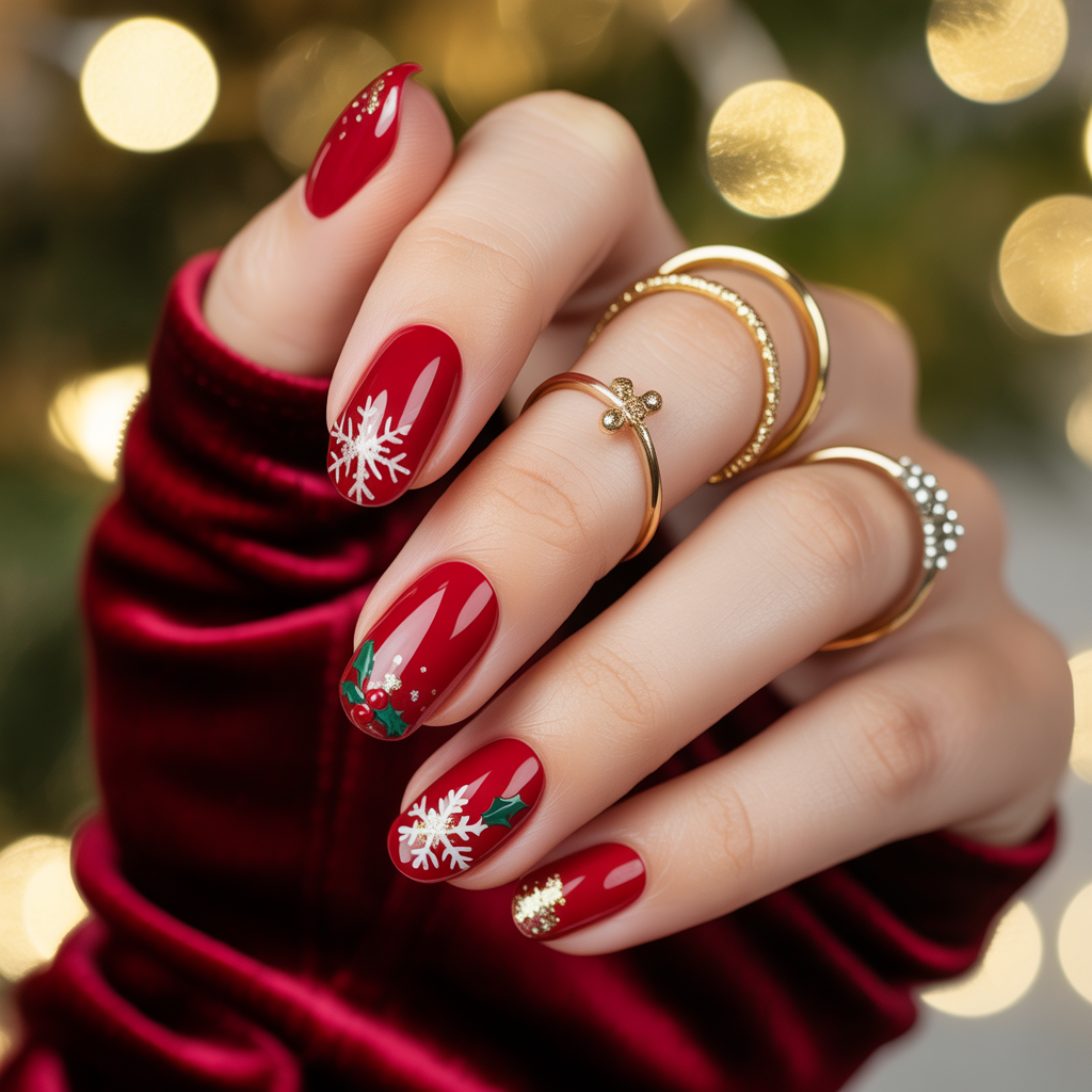 christmas nails red