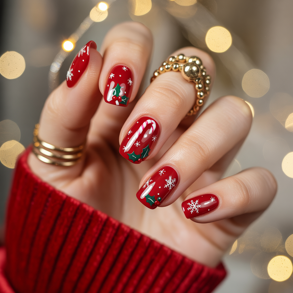christmas nails red