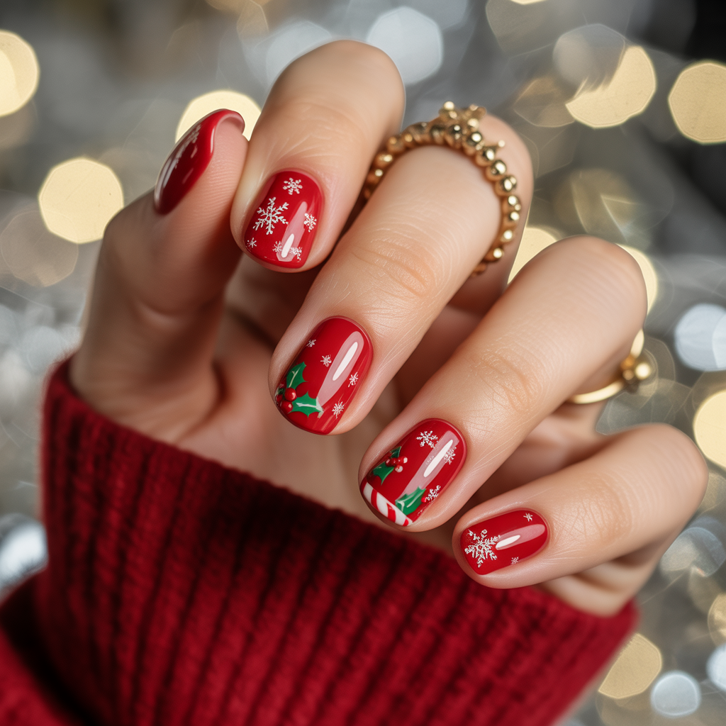 christmas nails red