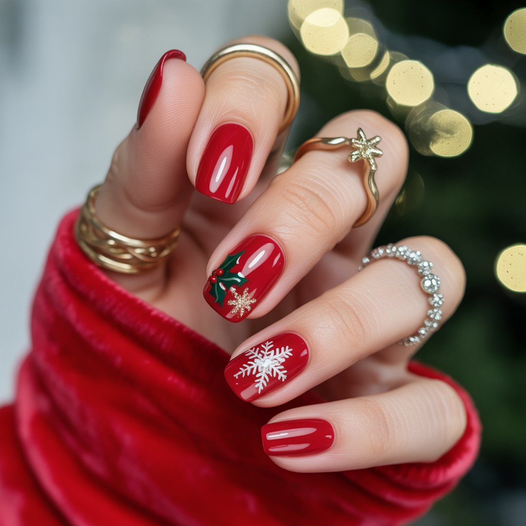 christmas nails red