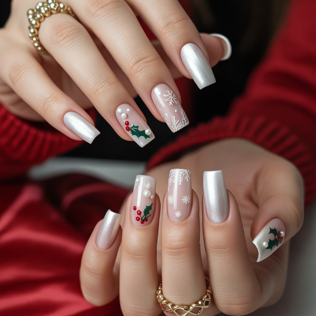 christmas nails white