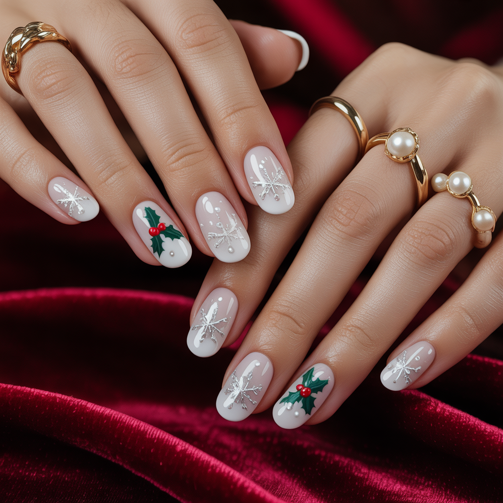 christmas nails white