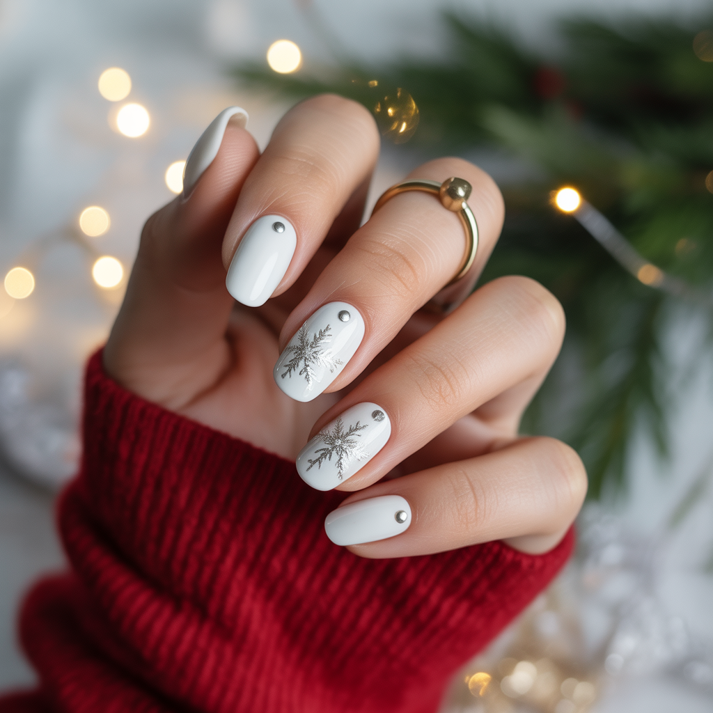 christmas nails white
