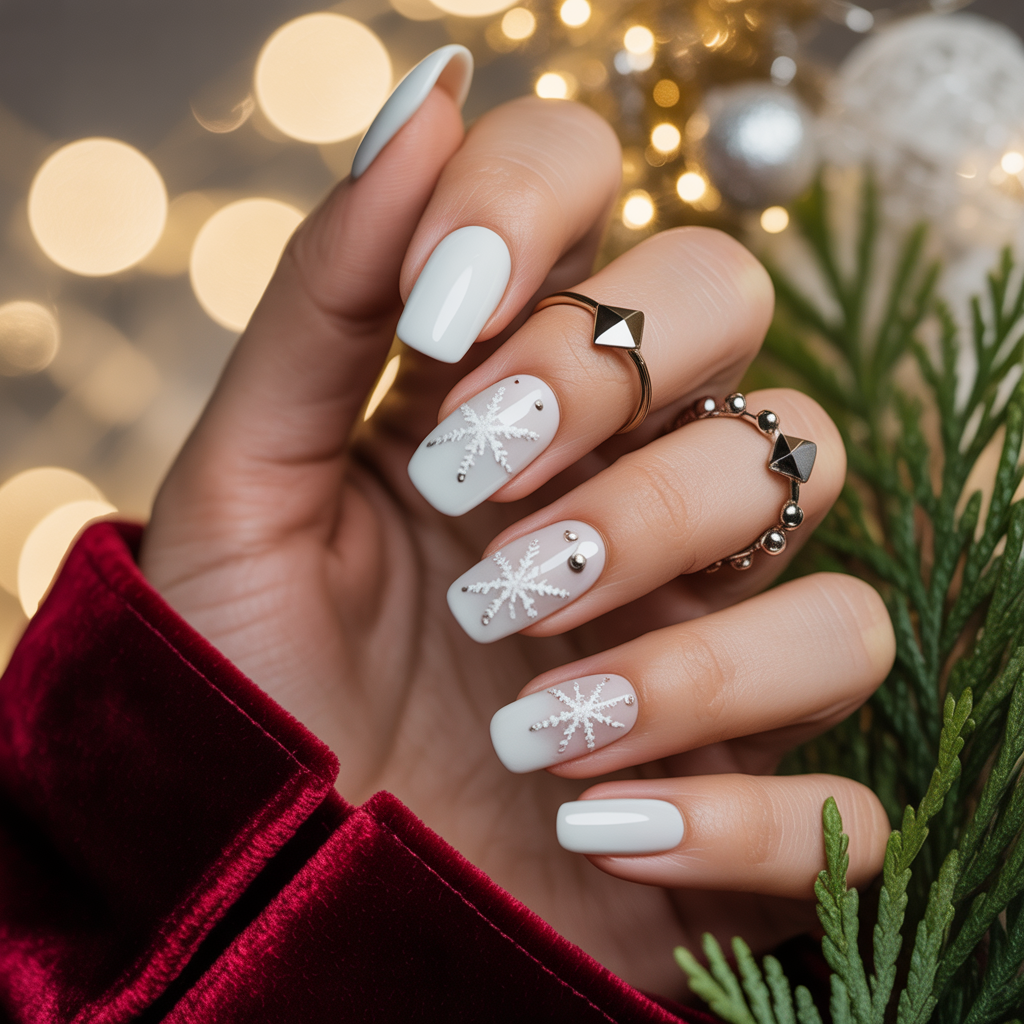 christmas nails white