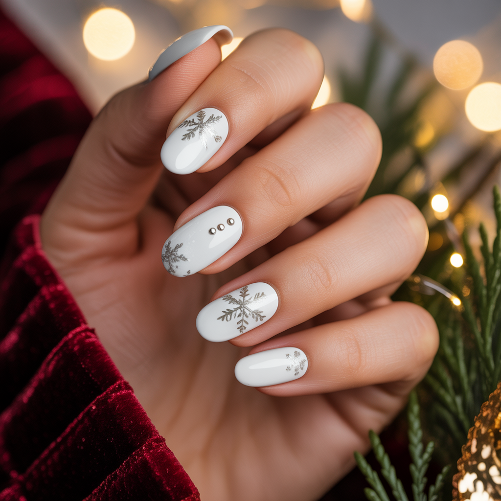 christmas nails white