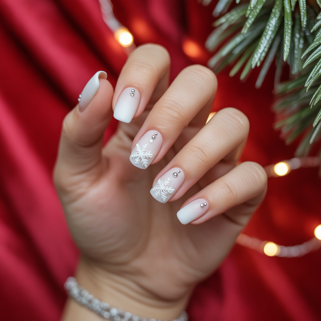 christmas nails white
