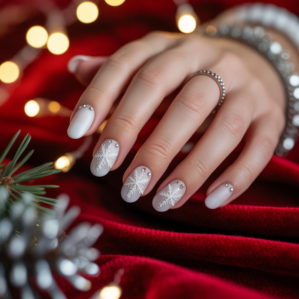 christmas nails white