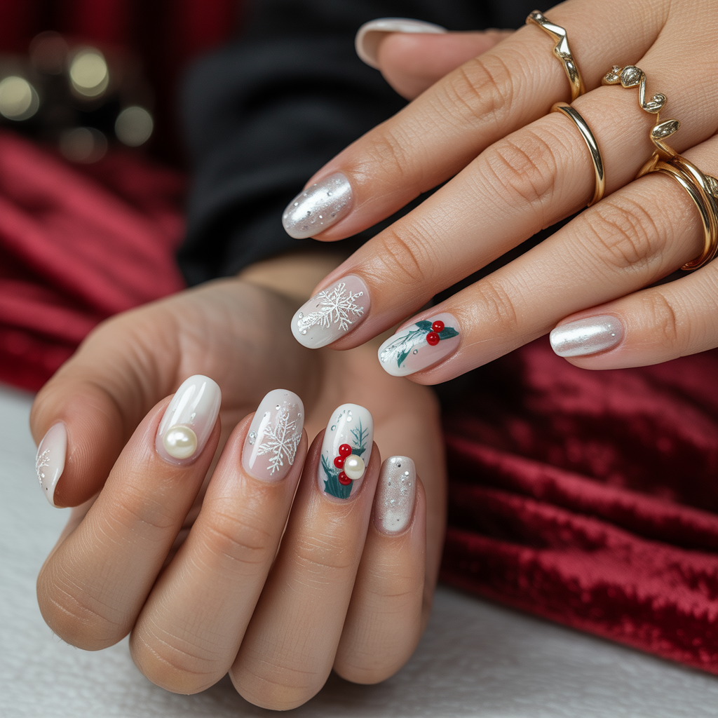 christmas nails white