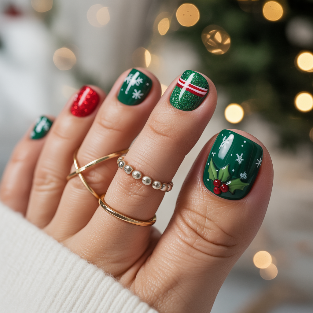 christmas toe nails