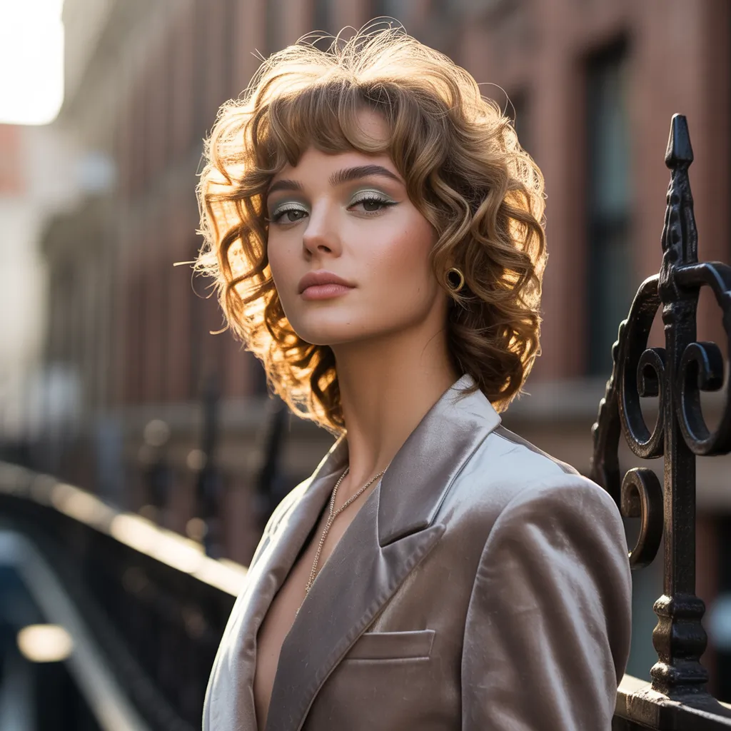 curly hair with bangs