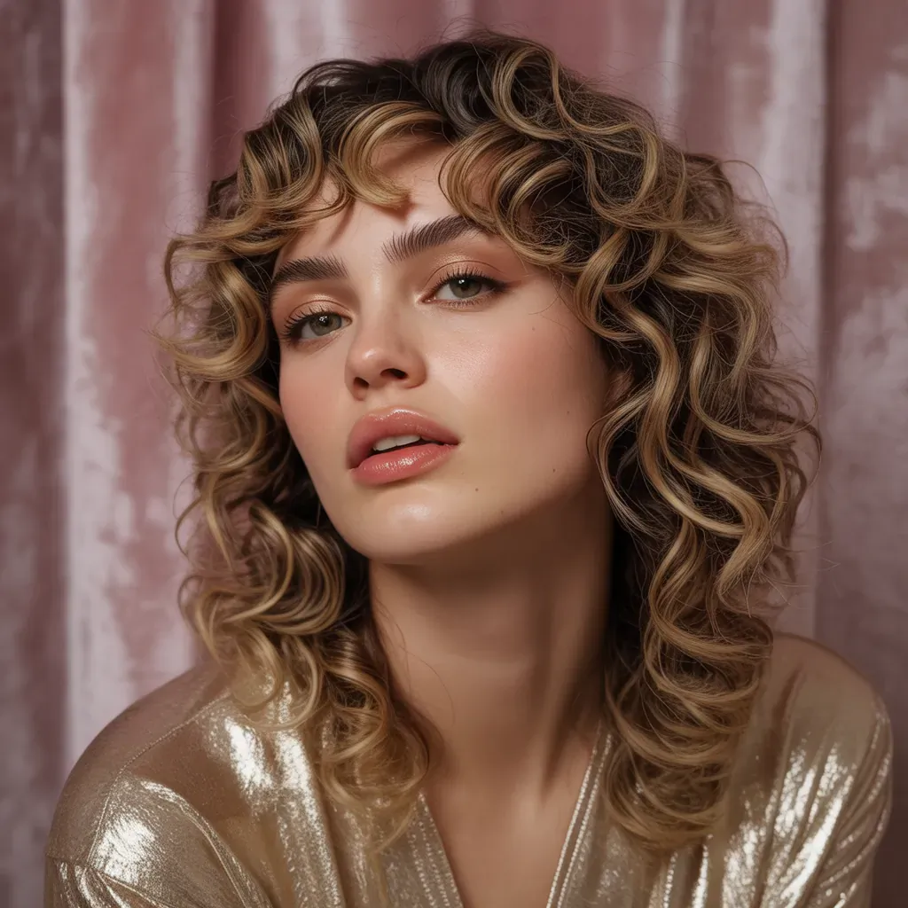 curly hair with bangs