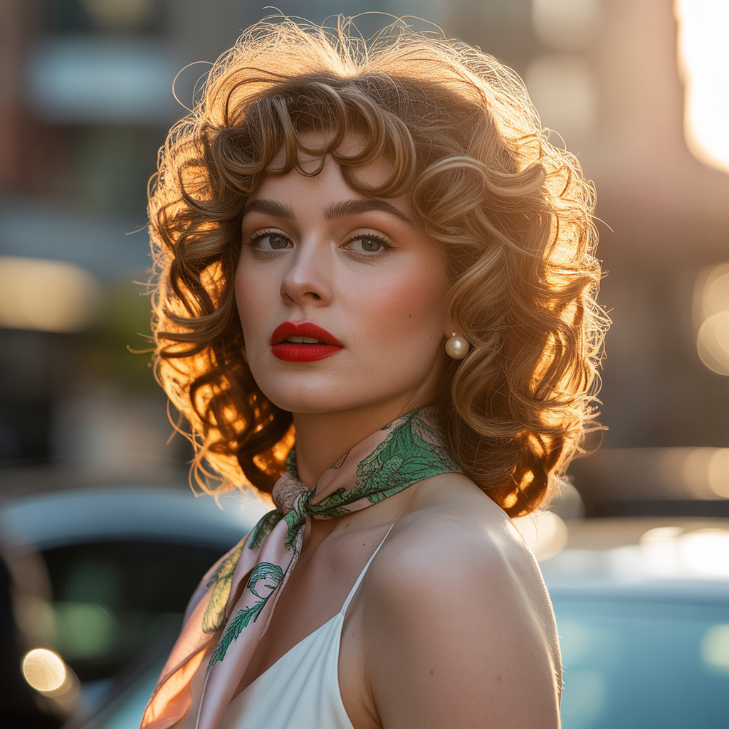 curly hair with bangs