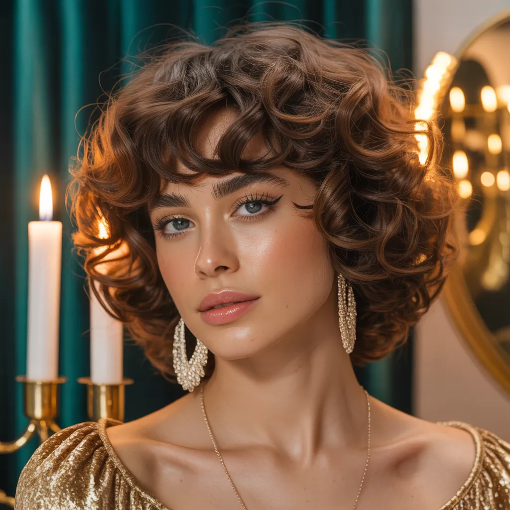 curly hair with bangs