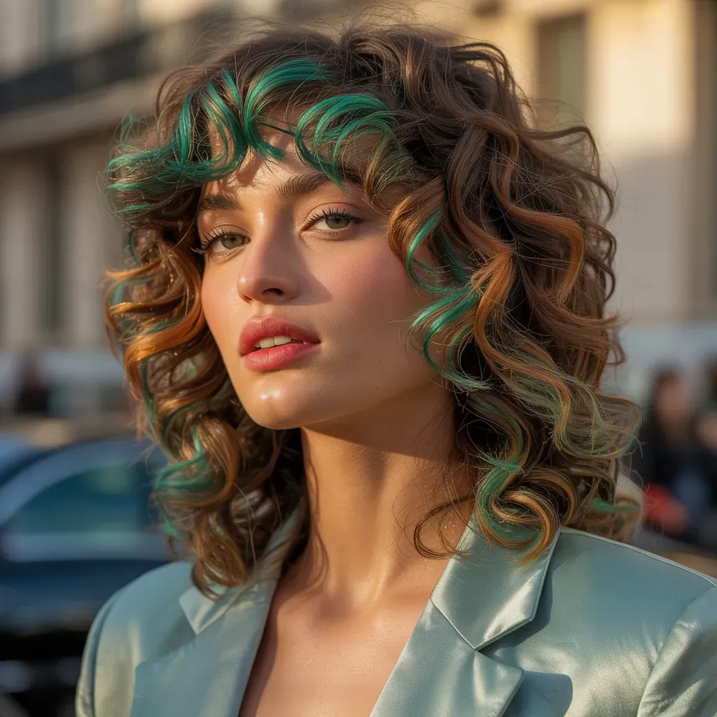 curly hair with bangs