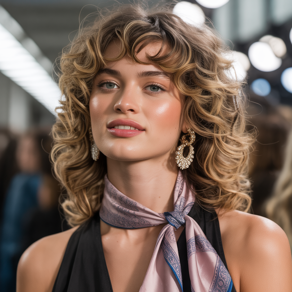 curly hair with bangs