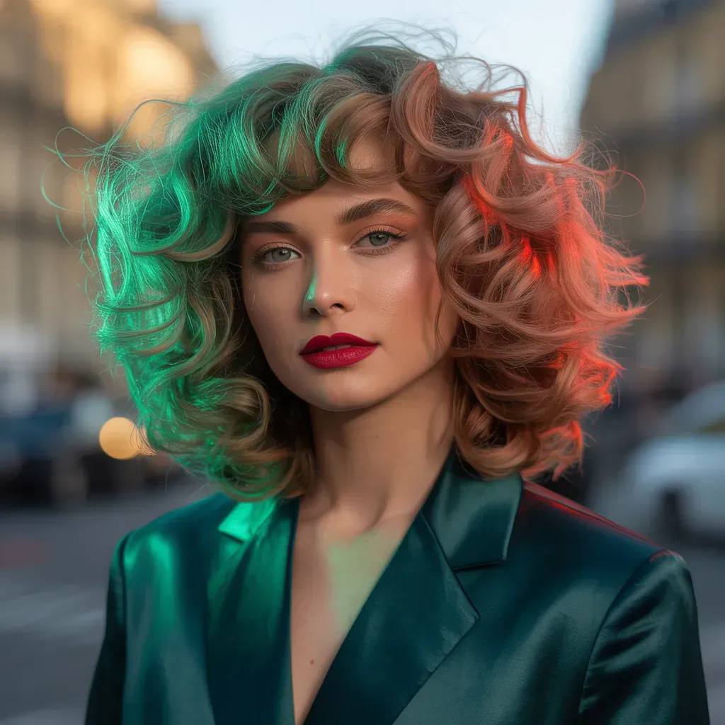 curly hair with bangs