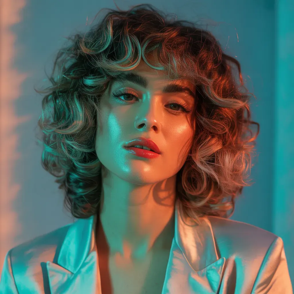 curly hair with bangs