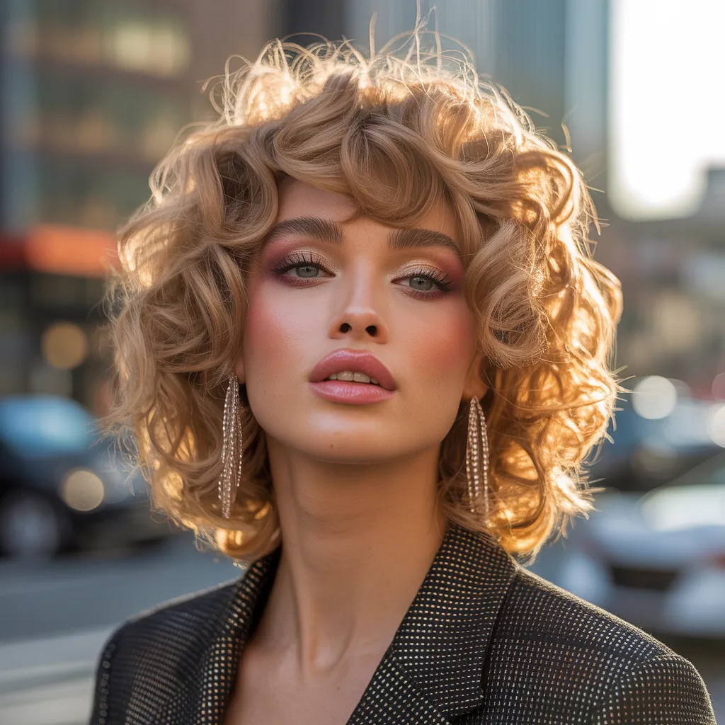 curly hair with bangs