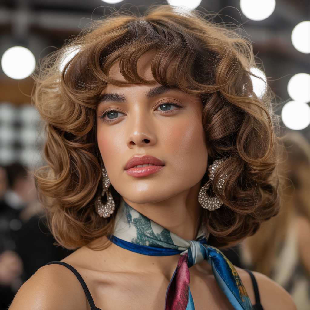 curly hair with bangs