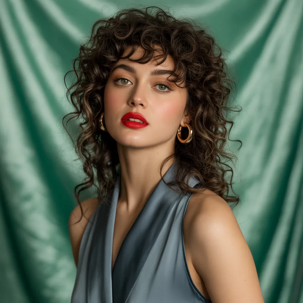 curly hair with bangs