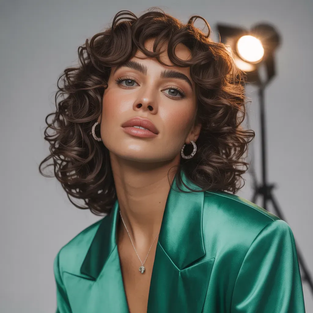 curly hair with bangs