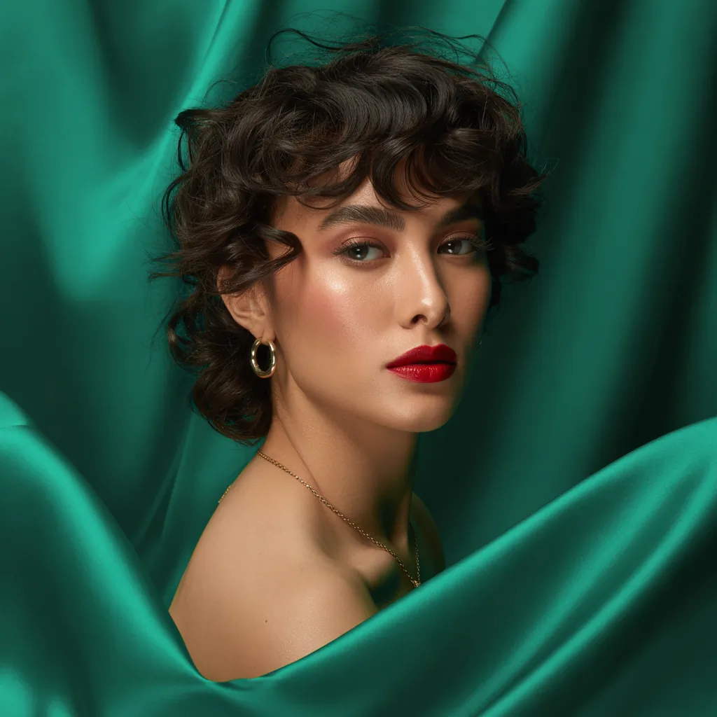 curly hair with bangs