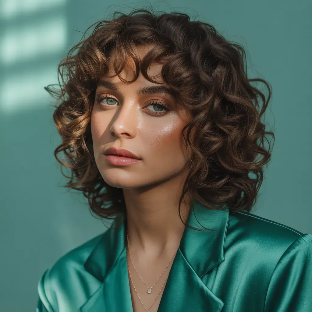 curly hair with bangs