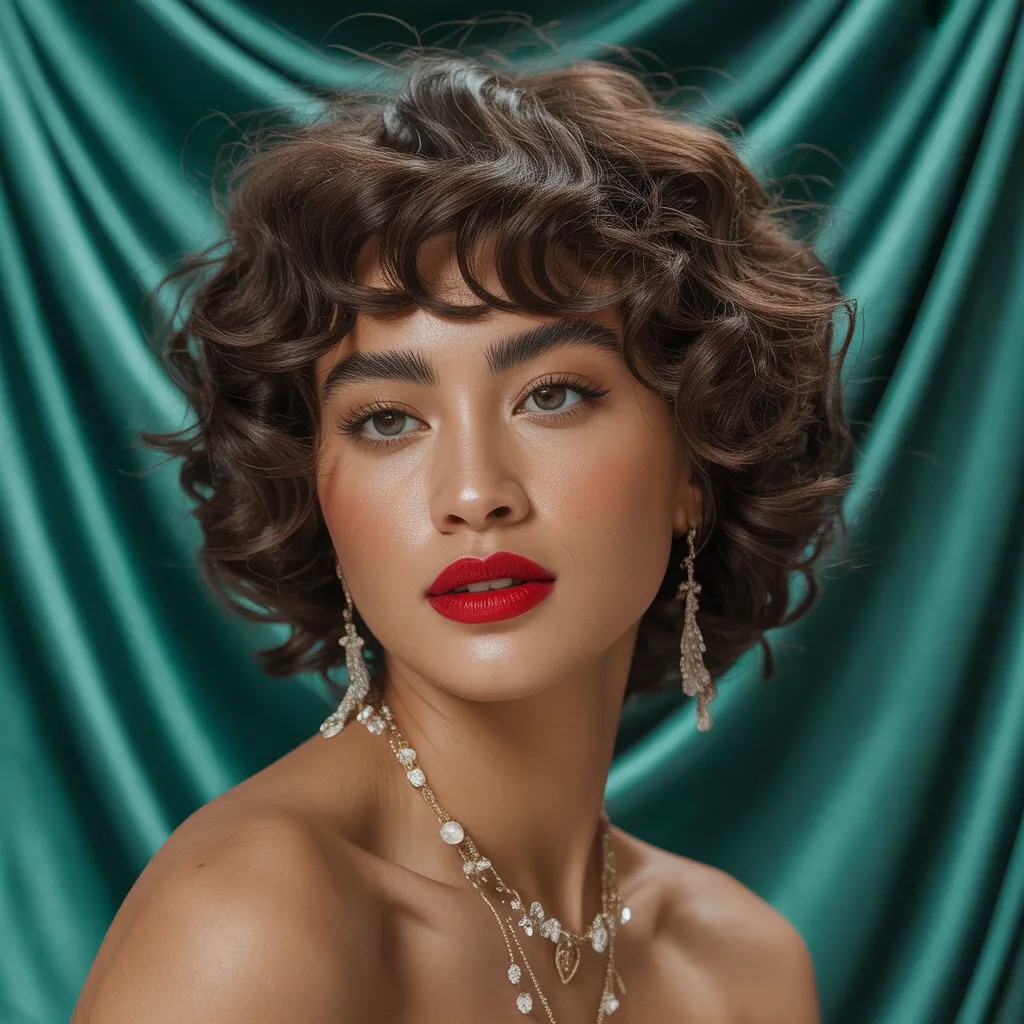 curly hair with bangs