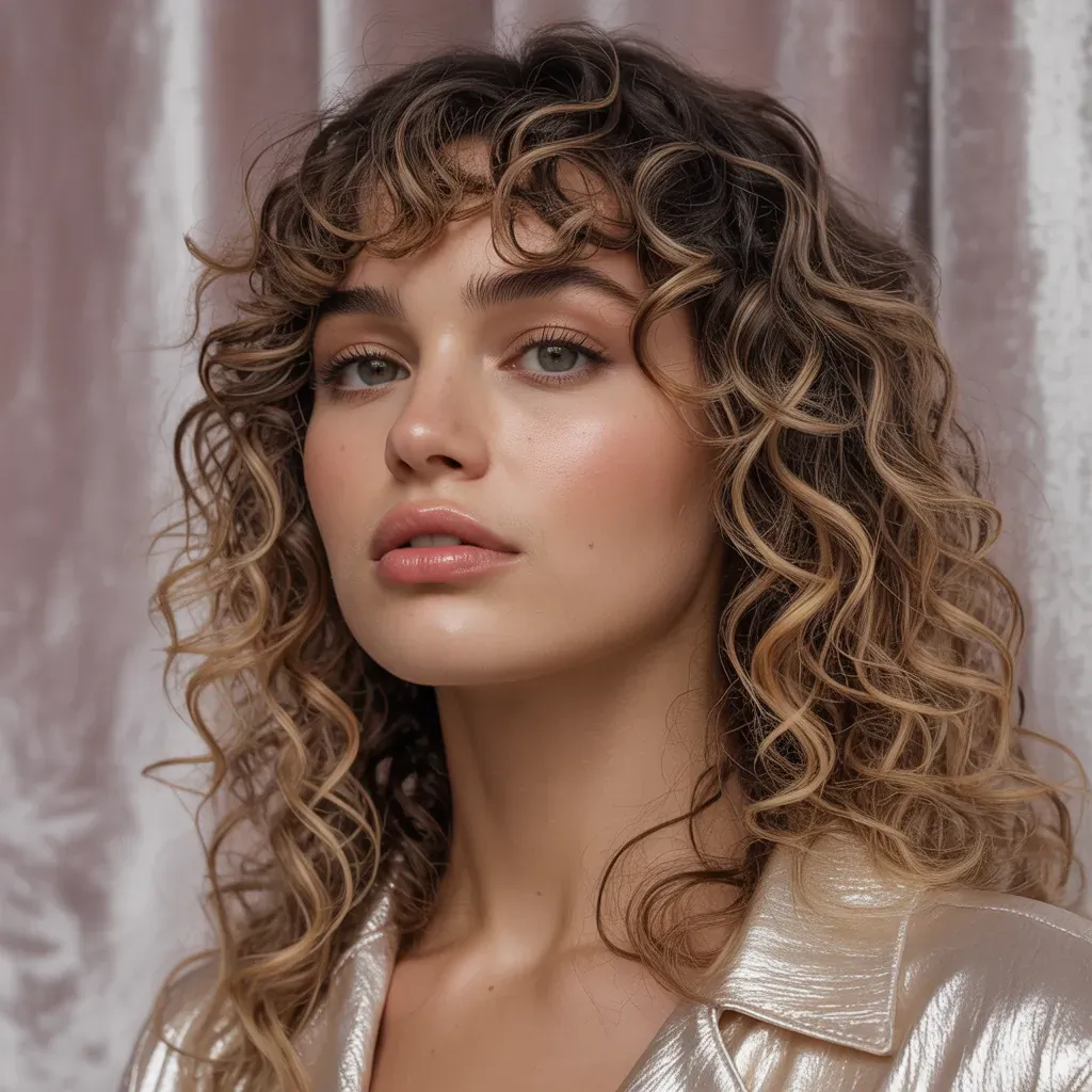 curly hair with bangs