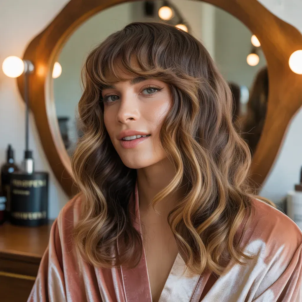 curtain bangs for wavy hair