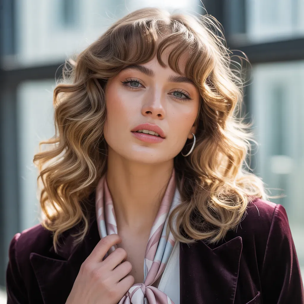 curtain bangs for wavy hair