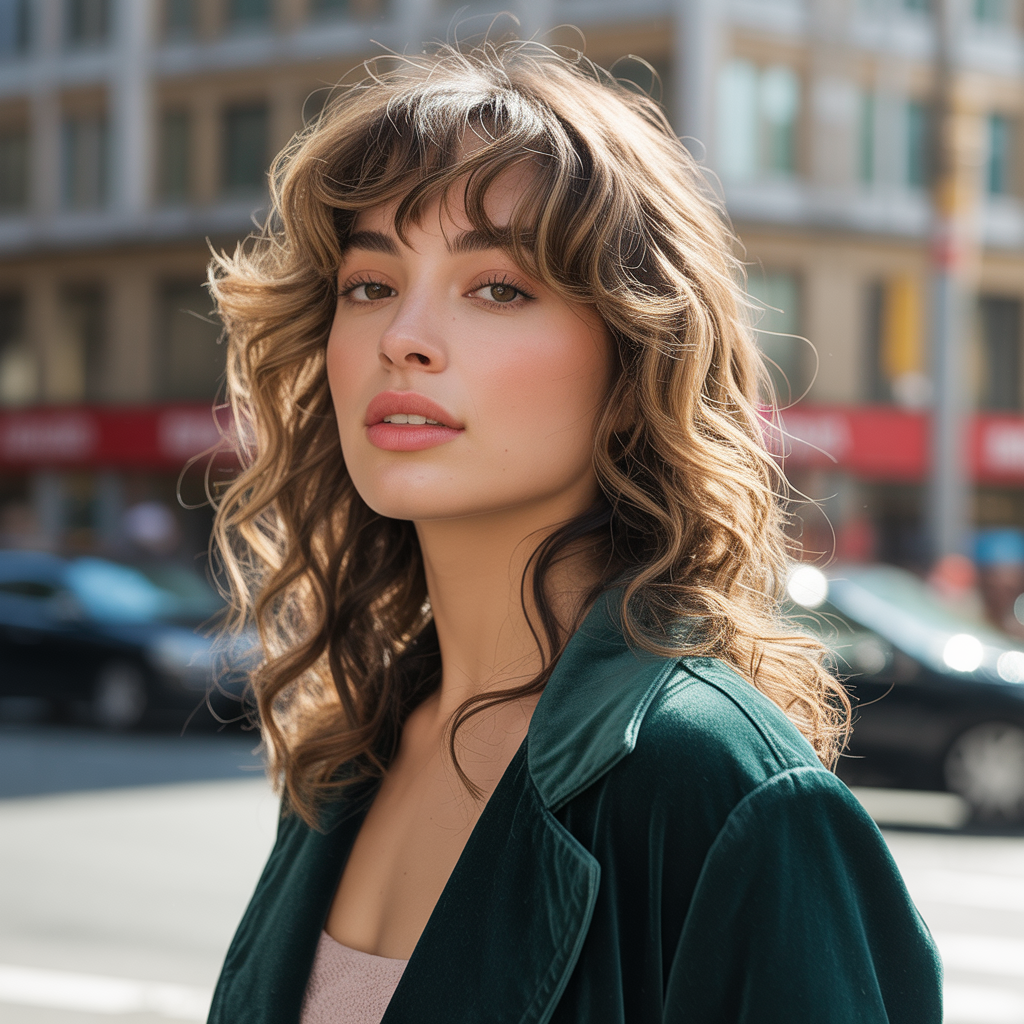 curtain bangs for wavy hair