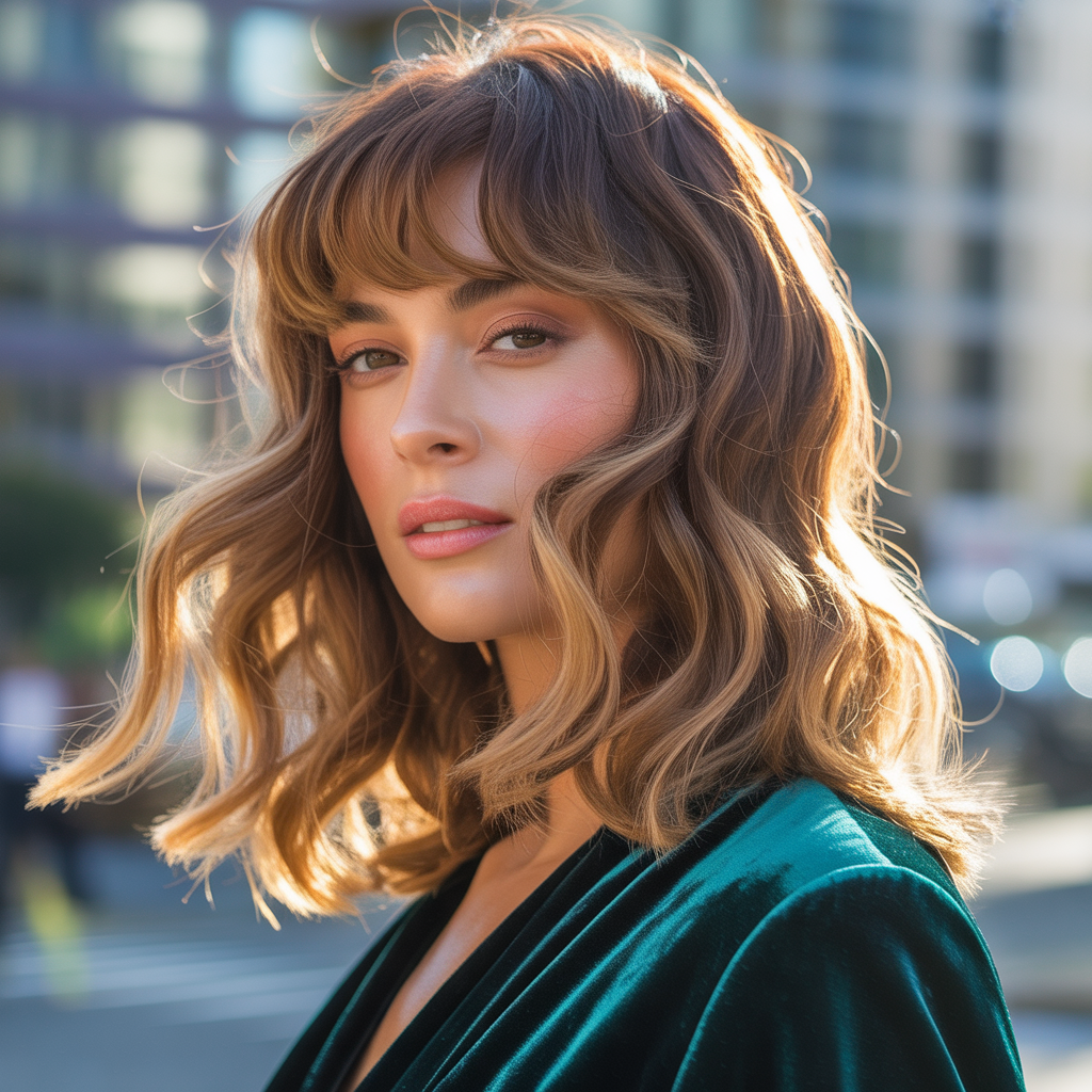 curtain bangs for wavy hair