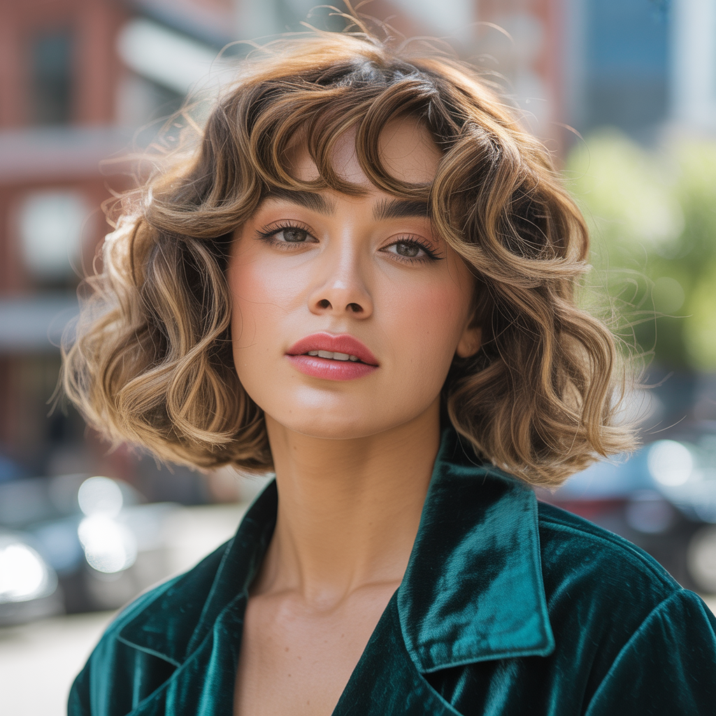 curtain bangs for wavy hair