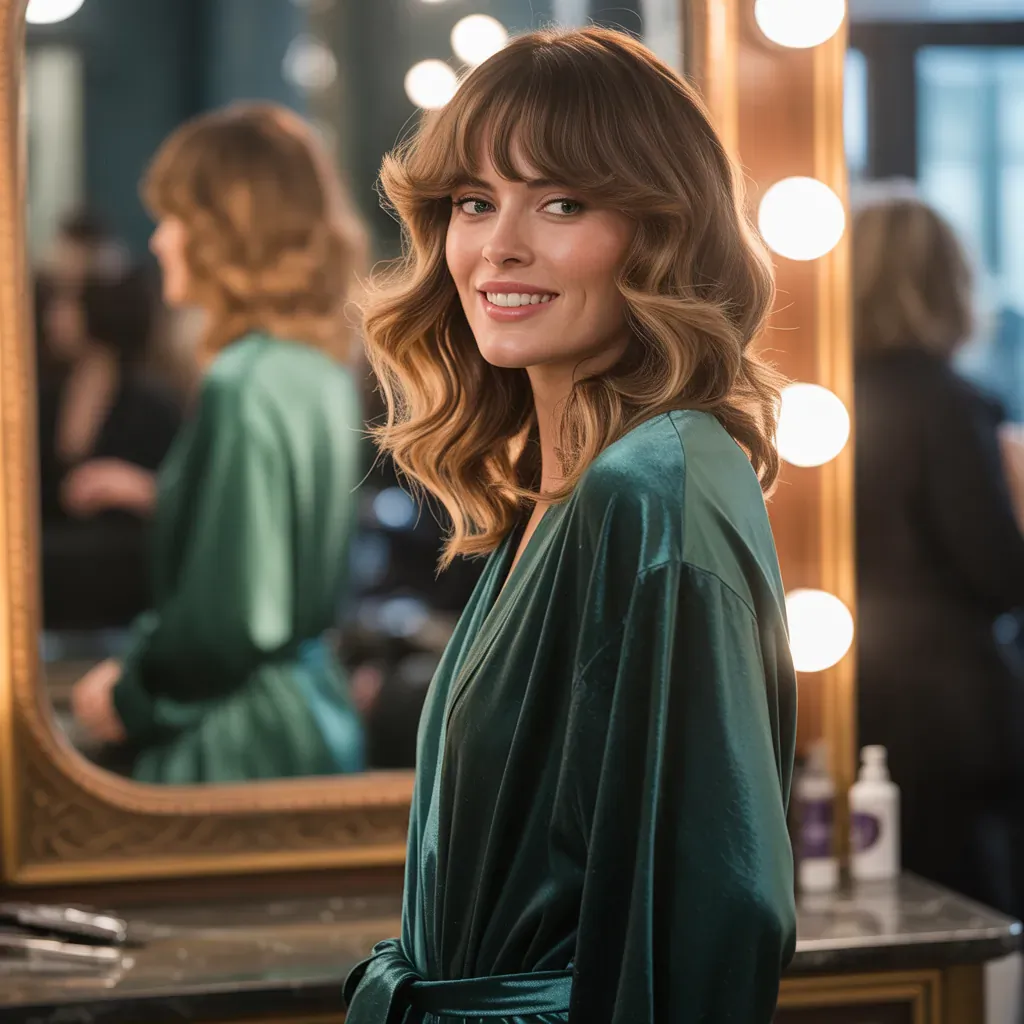 curtain bangs for wavy hair